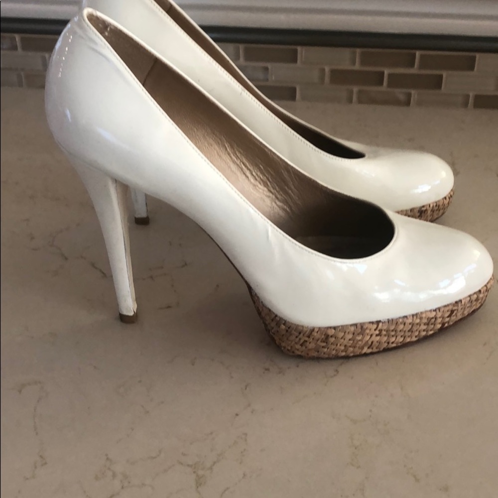Stuart Weizmann white patten heels